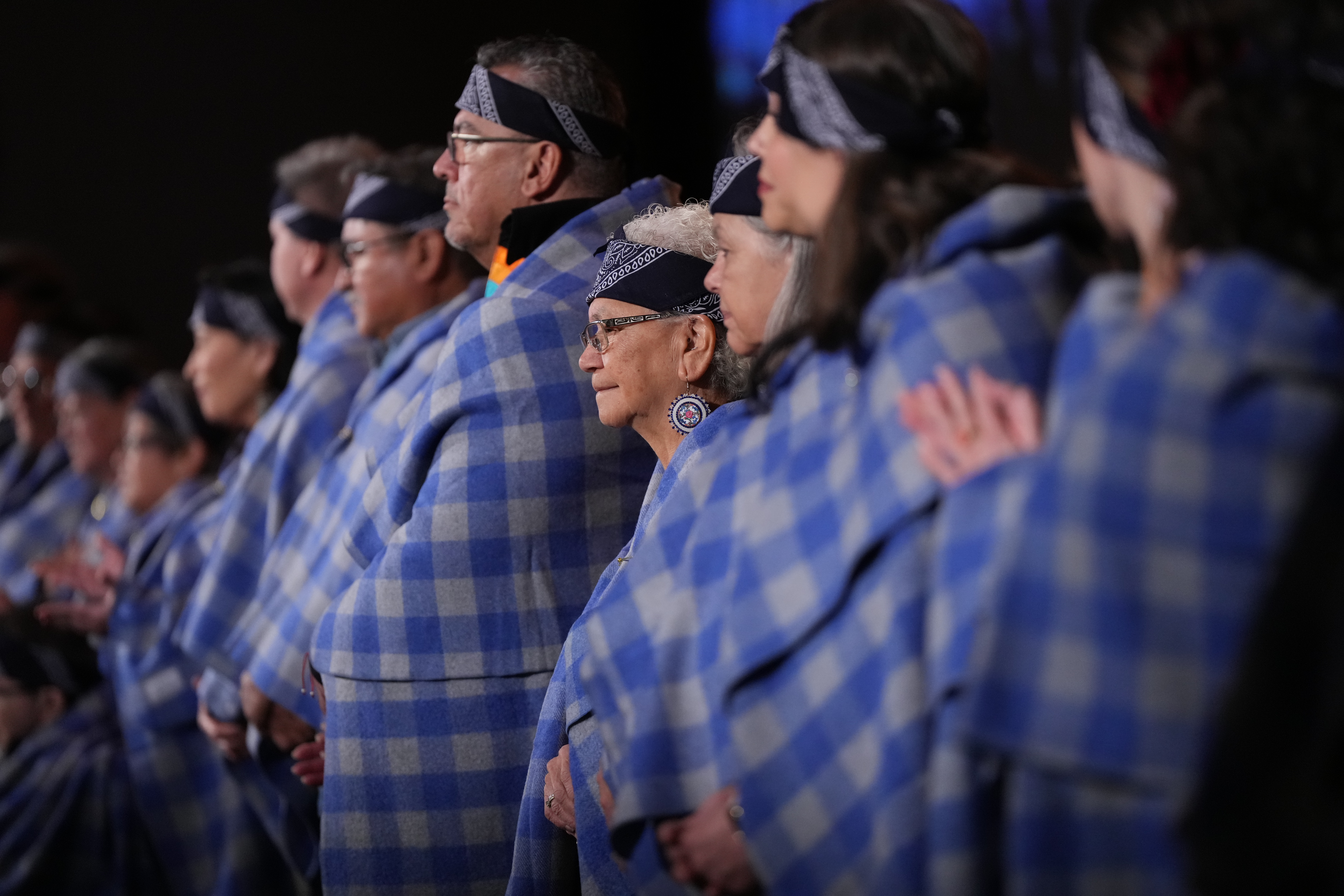 BCFNJC Steering Committee Members being honoured through a blanketing ceremony during the 3rd Annual Justice Forum in Vancouver, BC - April 8th to 10th, 2024.